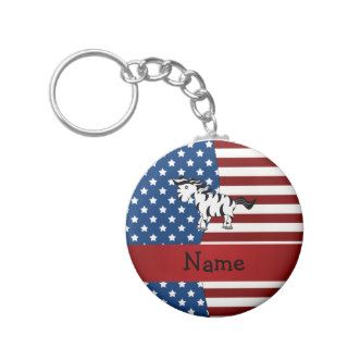 Personalized name Patriotic zebra Keychains