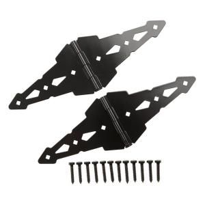 Everbilt 8 in. Black Heavy Duty Decorative Strap Hinges (2 Pack) 18105