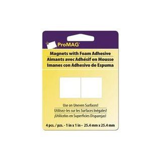 Bulk Buy Magnetic Specialty Mega Strong Magnetic Squares w/Foam Adhesive 1" 4/Pkg 12332 (6 Pack)   Picture Hanging Hardware  