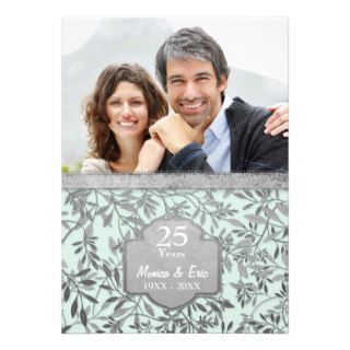 Leaves of Silver 25th Wedding Anniversary Card
