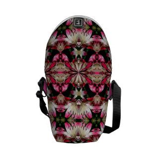 Abstract White Lilies Flower Pattern Messenger Bag