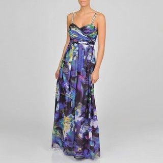 Oleg Cassini Women's Purple Multi Abstract Floral Dress Oleg Cassini Evening & Formal Dresses