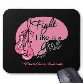 Fight Like a Girl Boxing Ribbon Breast Cancer Mouse Pads