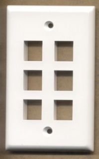 6 Port Keystone Wall Plate White   Pack of 5