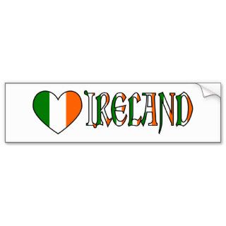 Irish Heart Flag & Word Ireland Bumper Stickers