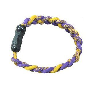 Titanium Ionic Braided Wristband   Purple/Gold  Bracelets  Sports & Outdoors