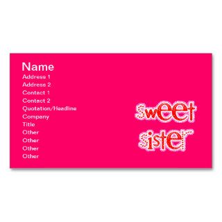 Sweet Sister Pinks Glitter Red cute graphics Business Card Template