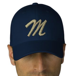 Embroidery Monogram Letter M Initial Embroidered Baseball Caps