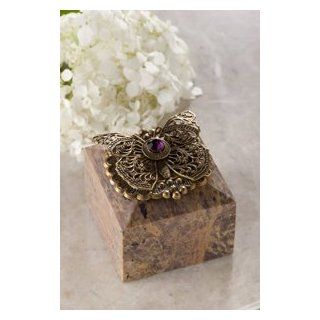 Butterfly & Crystal Square Soapstone Box  Decorative Boxes  