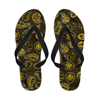 Multi Dimensional Paisley Pattern In Yellow Flip Flops