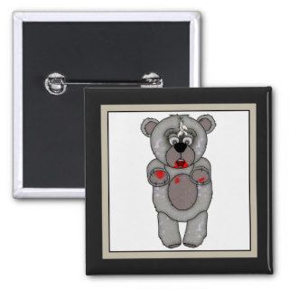 Funny Zombie Teddy Bear Custom Pin Button