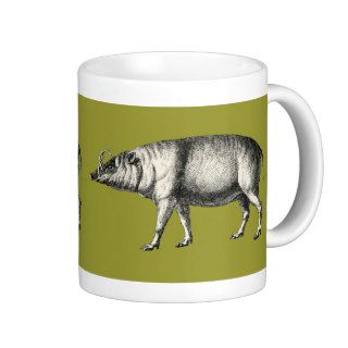 Babirusa Wild Pig Boar Hog Warthog Vintage Coffee Mugs