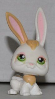 Rabbit #322 (White, Yellow ear and Chest,) Littlest Pet Shop (Retired) Collector Toy   LPS Collectible Replacement Single Figure   Loose (OOP Out of Package & Print) 
