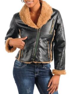 Rocky Black Leatherette Faux Fur Lining Jacket   Small Leather Outerwear Jackets