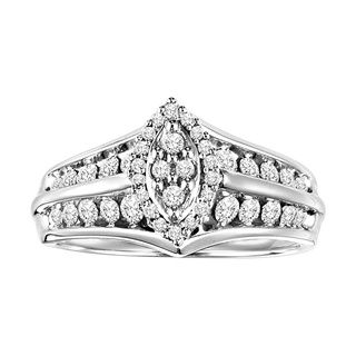 Cambridge Sterling Silver 2/3ct TDW Marquise Shape Diamond Ring Cambridge Diamond Rings