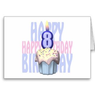 8th Birthday Cupcake Birthday Greeting Cards