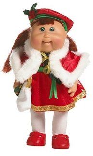 Cabbage Patch Kids Mini Dolls   Holiday Collection   Dark Hair Girl in Red Dress Toys & Games