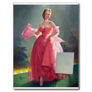 Red Dress Pin Up Postcards