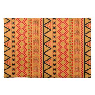 Aztec Andes Pattern Red Orange Abstract Geometric Place Mat