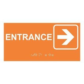 ADA Entrance Right Braille Sign RSME 325 SYM WHTonORNG Enter / Exit  Business And Store Signs 
