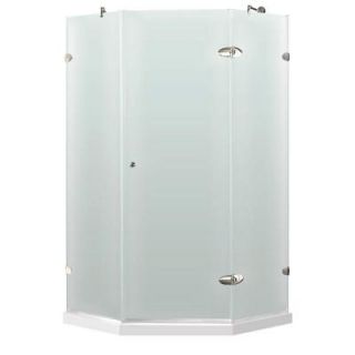 Vigo 42 1/8 in. x 42 1/8 in. x 76 in. Neo Angle Shower Enclosure in Chrome with Frosted Left Door and Low Profile Base VG6061CHMT42WLS