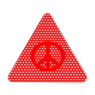 Red and White Peace Symbol Triangle Stickers