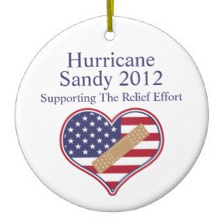Ricaso Hurricane Sandy Relief Effort USA Heart Christmas Tree Ornament