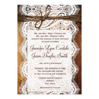 Country Barn Wood Lace Twine Wedding Invitations