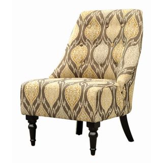 Ikat Brown Chenille Fabric Club Chair Lounge Chairs