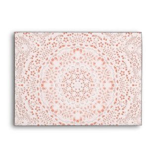 White & Coral  Lace Fabric Image  Background Envelope