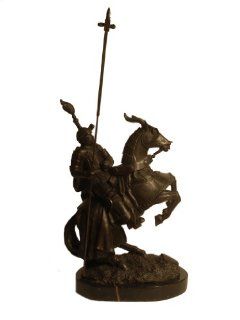 Bronze Medieval Soilder Full Body Armor Horse Renissance Sculpture   Statues
