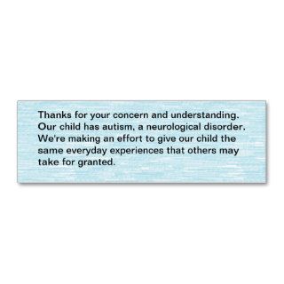 Our child has autism   card business cards