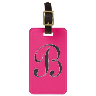 Monogram Letter B on Raspberry Tags For Luggage