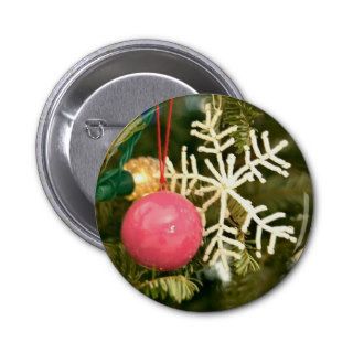 Snowflake Tree Ornament Pinback Button