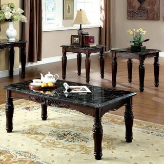 Furniture of America Saxton 3 piece Faux Marble Top Coffee/ End Table Set Furniture of America Coffee, Sofa & End Tables