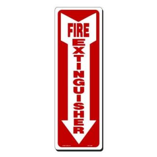 Lynch Sign 4 in. x 12 in. Red on White Plastic Fire Extinguisher with Arrow Down Sign FES   2 SM