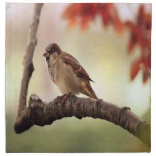 Brown Bird During An Autumn Morning Napkin