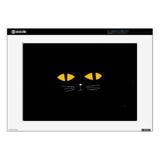 Funny Cute Cool Black Cartoon Cat Face Decal For Laptop