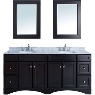 Decker 72 inch Espresso/ Carrera Marble Double Sink Vanity Stufurhome Bath Vanities