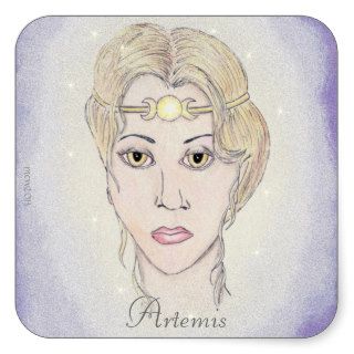 Artemis Moon Goddess Square Stickers