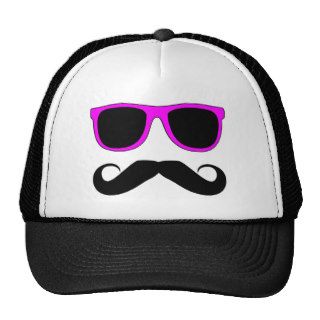 Pink Glasses Mustache Retro Trucker Hat