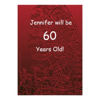 60 Years Old Birthday Party Two Sided Ferris Wheel Custom Invitations