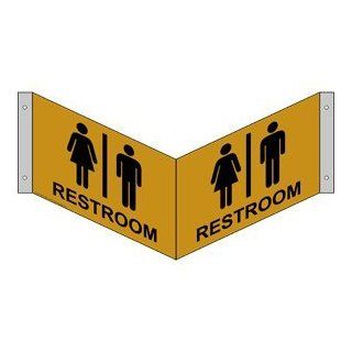 Restroom Black on Gold Sign RRE 6990Tri BLKonGLD Restrooms  Business And Store Signs 