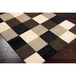 Hand tufted Contemporary Black/Brown Stripe Glossop New Zealand Wool Abstract Rug (9'X13') Surya 7x9   10x14 Rugs