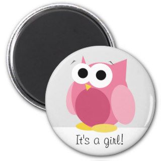 Funny Pink Owl   It's a girl   Magnet