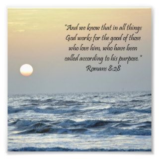 Ocean Sunrise Romans 828 Scripture Print Photo Art