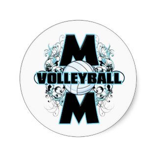 Volleyball Mom (cross).png Round Sticker
