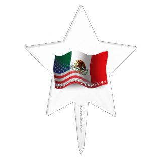Mexican American Waving Flag Cake Topper