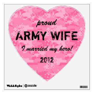 Pink Camo Heart Proud Army Wife Room Graphic