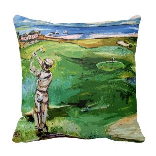 Golf Pillow Sports Art Golfer Painting